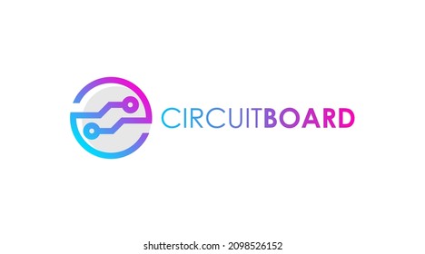 Abstract Logo Design of Circuit Board Isolated in White Background. Technology Logo Concept