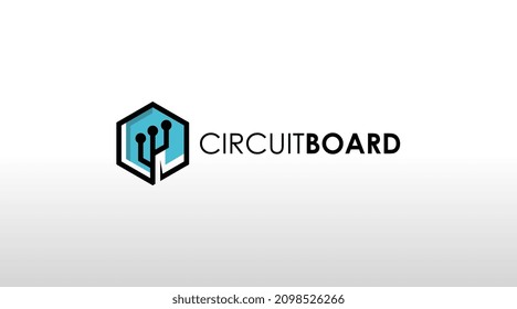 Abstract Logo Design of Circuit Board Isolated in White Background. Technology Logo Concept