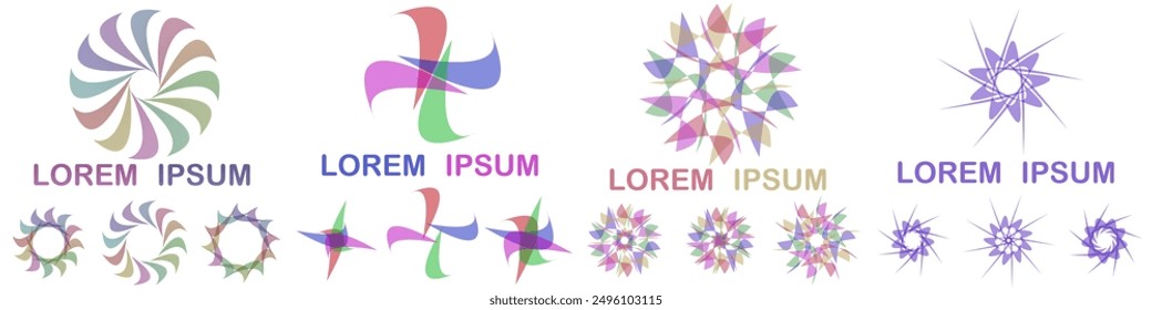 Abstract logo design collection from curved shapes