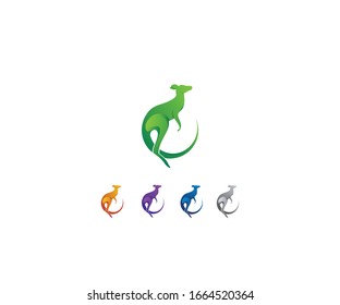 Abstract logo design colorfull kangaroo