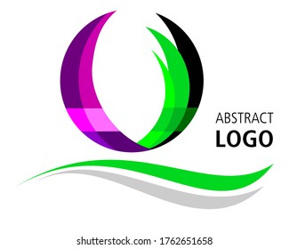 Abstract logo design with coloured elements in green and pink.