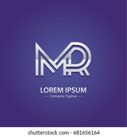 Abstract Logo Design Combinations Initial Letter of M and R