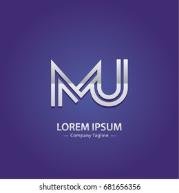 Abstract Logo Design Combinations Initial Letter of M and U