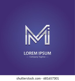 Abstract Logo Design Combinations Initial Letter of M and I