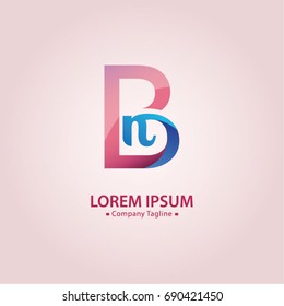 Abstract Logo Design Combinations Initial Letter B and N