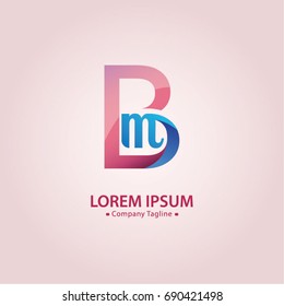 Abstract Logo Design Combinations Initial Letter B and M