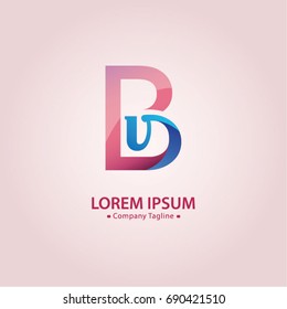 Abstract Logo Design Combinations Initial Letter B and V