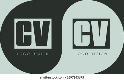 Abstract Logo Design Combinations Letter of C and V
