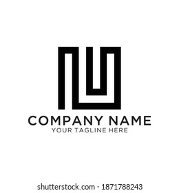 Abstract Logo Design Combinations Letter of N and U