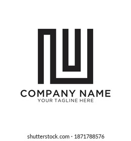 Abstract Logo Design Combinations Letter of N and U