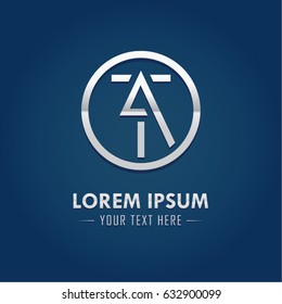 Abstract Logo Design Combinations Letter of  A and T