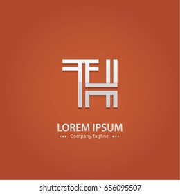 Abstract Logo Design Combinations Letter of  T and H