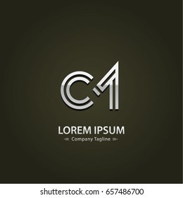 Abstract Logo Design Combinations Letter of  C and M