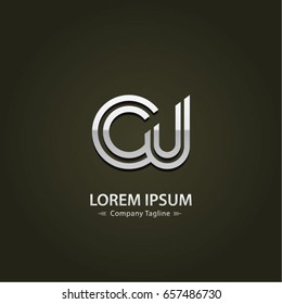 Abstract Logo Design Combinations Letter of  C and U