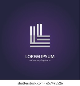 Abstract Logo Design Combinations Letter of  L and L