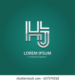 Abstract Logo Design Combinations Letter of  H and J