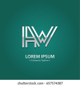 Abstract Logo Design Combinations Letter of  H and W