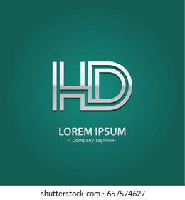 Abstract Logo Design Combinations Letter of  H and D