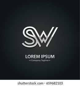 Abstract Logo Design Combinations Letter of  S and A