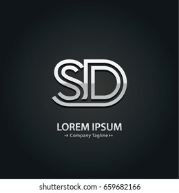 Abstract Logo Design Combinations Letter of  S and A