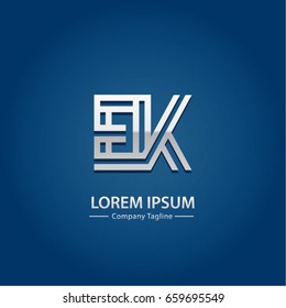 Abstract Logo Design Combinations Letter of  E and E