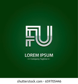 Abstract Logo Design Combinations Letter of  F and U