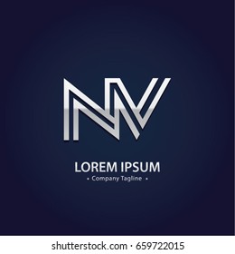 Abstract Logo Design Combinations Letter of  N and V