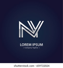 Abstract Logo Design Combinations Letter of  N and Y
