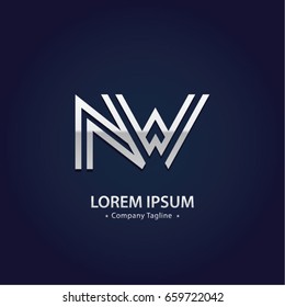 Abstract Logo Design Combinations Letter of  N and W