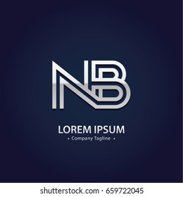 Abstract Logo Design Combinations Letter of  N and B