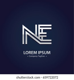 Abstract Logo Design Combinations Letter of  N and E