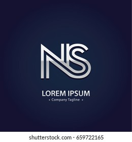 Abstract Logo Design Combinations Letter of  N and S