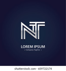 Abstract Logo Design Combinations Letter of  N and T