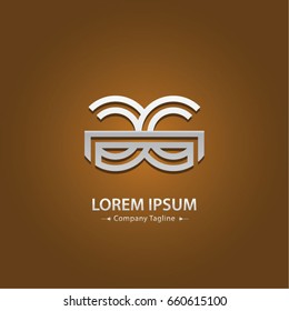 Abstract Logo Design Combinations Letter of  G and G