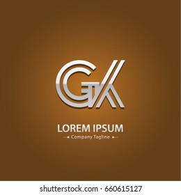 Abstract Logo Design Combinations Letter of  G and K