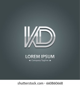 Abstract Logo Design Combinations Letter of  K and D