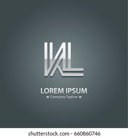 Abstract Logo Design Combinations Letter of  K and L