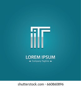 Abstract Logo Design Combinations Letter of  I and T