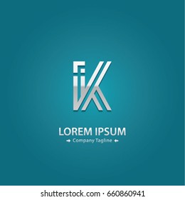 Abstract Logo Design Combinations Letter of  I and K