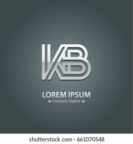 Abstract Logo Design Combinations Letter of  K and B