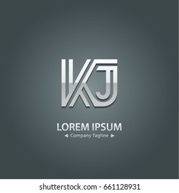 Abstract Logo Design Combinations Letter of K and J