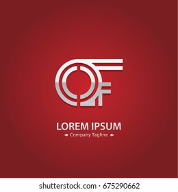 Abstract Logo Design Combinations Letter of  O and F