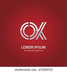 Abstract Logo Design Combinations Letter of  O and X