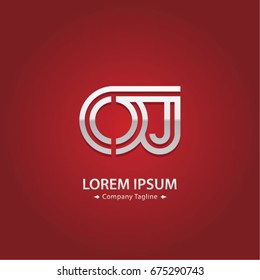 Abstract Logo Design Combinations Letter of  O and J