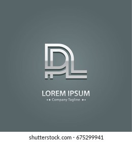 Abstract Logo Design Combinations Letter of  P and L