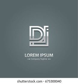 Abstract Logo Design Combinations Letter of  P and I