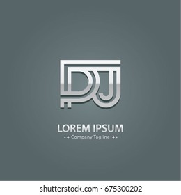 Abstract Logo Design Combinations Letter of  P and J