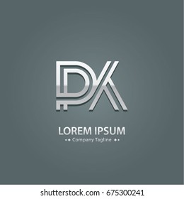 Abstract Logo Design Combinations Letter of  P and K