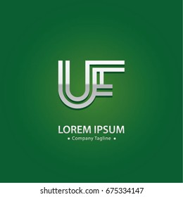 Abstract Logo Design Combinations Letter of  U and F