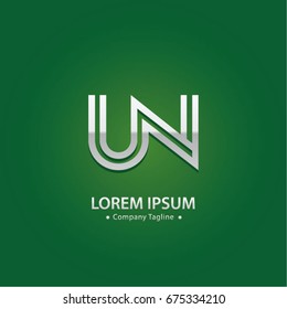 Abstract Logo Design Combinations Letter of  U and N